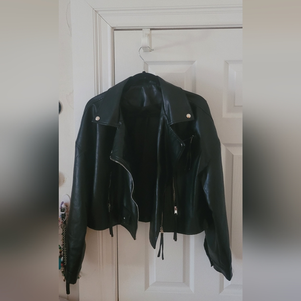 Crop moto jacket